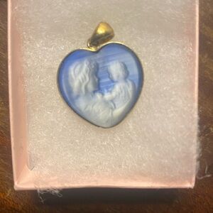 Heart-Shaped Blue and Gold Cameo Pendant
